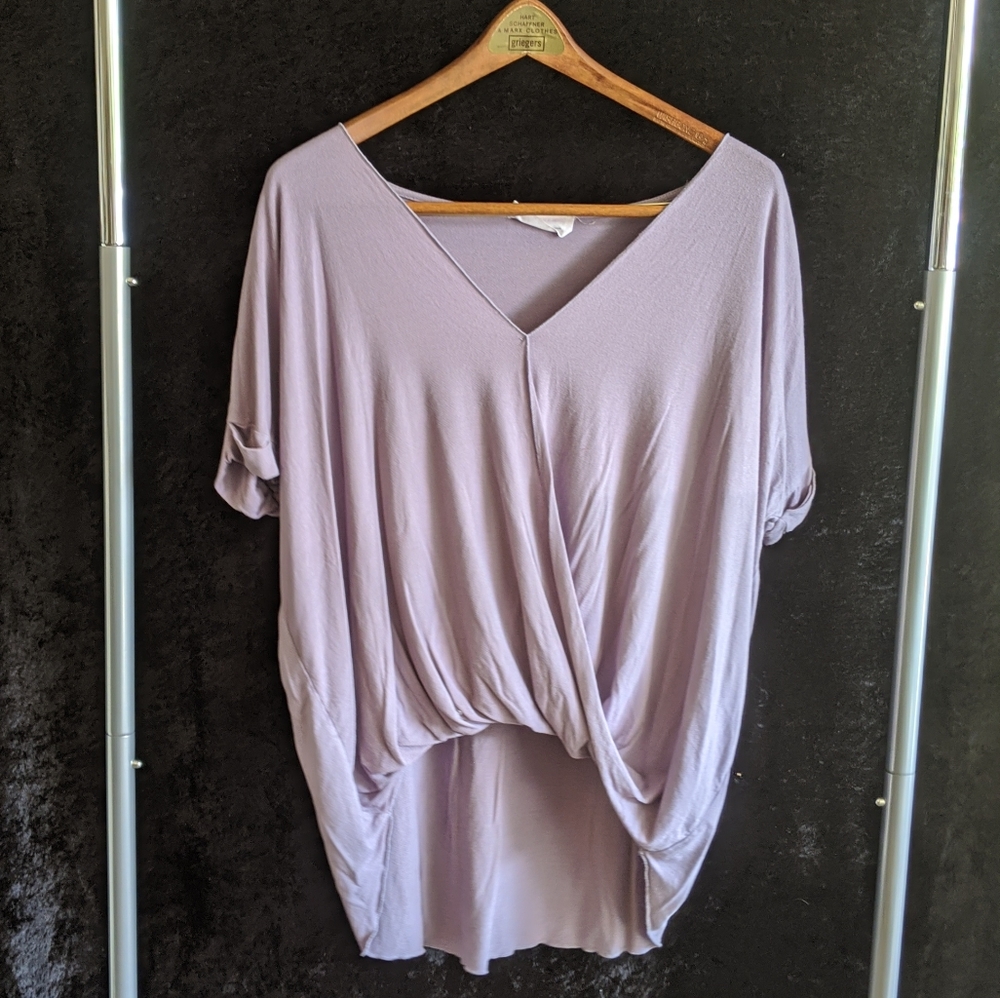 Purple/ lilac short sleeve blouse size small...Excuse me I have to be awesome br